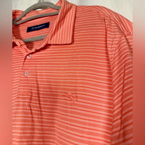 Tommy Bahama Coral Pink Striped Golf Polo Shirt 3XL - Picture 6 of 10